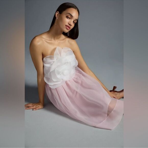 Anthropologie CYNTHIA ROWLEY Women's Organza Flower Strapless/ size 2 - Picture 7 of 15